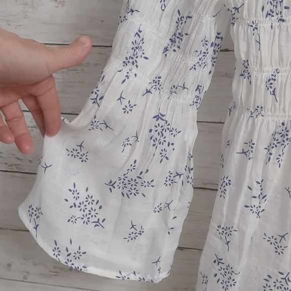 Adiva Smocked Blouse in Blue and White NWT - Picture 6 of 12